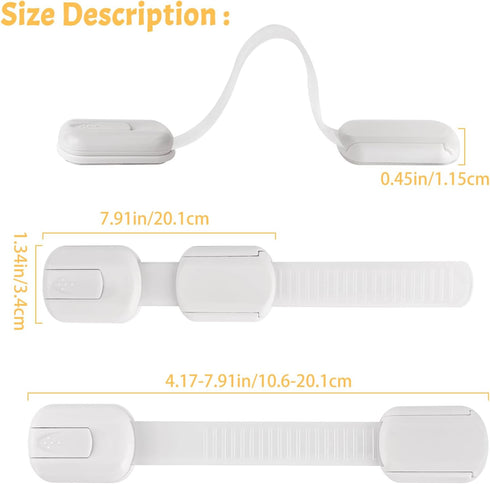YOLCAR 2 Pack 3M Safety Locks Duo - Fridge Locks for Kids, Adjustable Adhesive Cabinet Locks, No Drilling