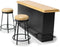 Dollhouse Furniture Metal Bar Table & Chair - Wood Top Pub Set, 1:12 Scale Miniature Accessories, Bar Counter Stool