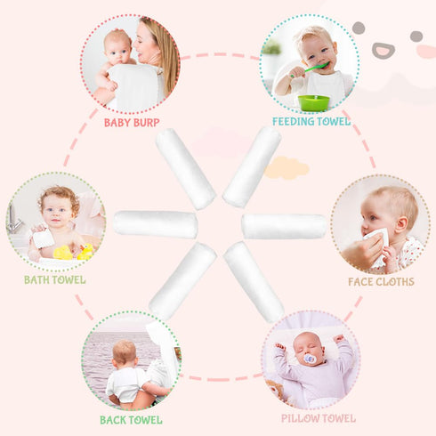 8 Pack 20x10 Inch Orighty Burp Cloths for Baby - Super Soft & Absorbent Coral Fleece Baby Burp Cloth, Gentle Large