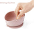 PandaEar 3 Pack Baby Bowls with Suction, Leak-Proof Silicone Food Bowl with Lids, Pink Rose Linen
