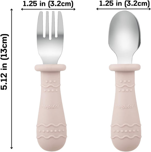 PandaEar 6 Pack Toddler Plates and Utensils Set, 2 Pack Silicone Baby Plates with Suction & 4 Stainless Steel Spoons