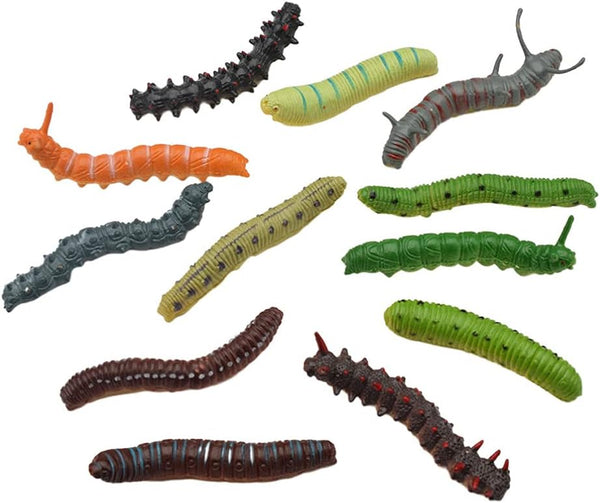 24Pcs Simulation Caterpillar Plastic Fake Worm Crawling Halloween Prank Toy, Educational Learning Toys for Kids