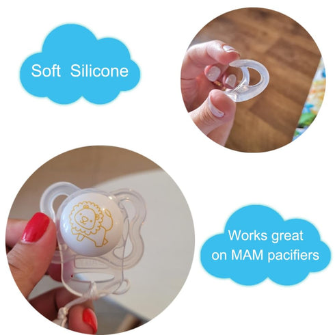 10 Clean Food Grade Transparent Silicone Adapter Rings for Button Style Maam Dummy Baby Pacifier Soother Teething