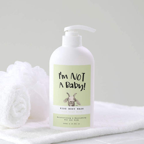 16.9 Oz I'm NOT A Baby! Kids Body Wash Dermatologist Tested, Allergen free, Cruelty-free, PETA, Gentle for Kids, Goat