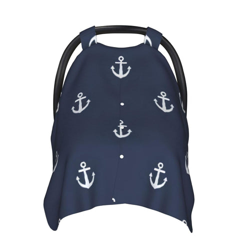 Hcpwzrf Nautical Baby Car Seat Cover & Nursing Cover - Breathable Stretch Multi-Use Cover for Breastfeeding, Stroller