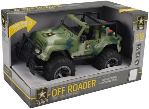 Lollipop United States Army Friction Powered 1/16 Model Off Road Vehicle with Light & Sound