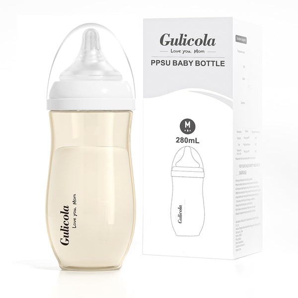 Gulicola 5 Months+ Breastfeeding Baby Bottle with Medium Flow Nipples, Anti Colic,