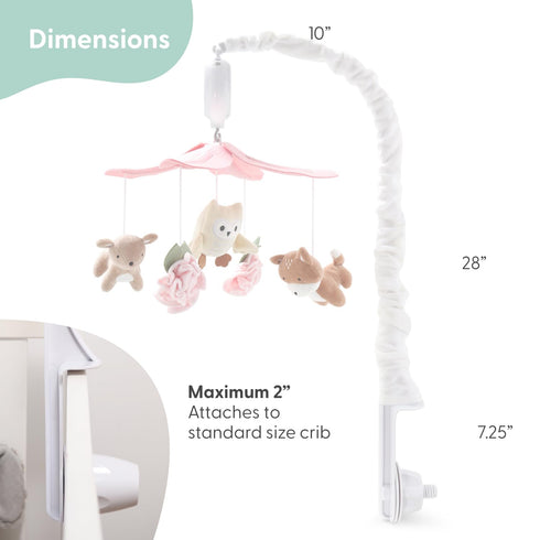 12 The Peanutshell Crib Mobile for Girls - Pink and White Musical Baby Crib Mobile with Lullabies, Forest Baby Little