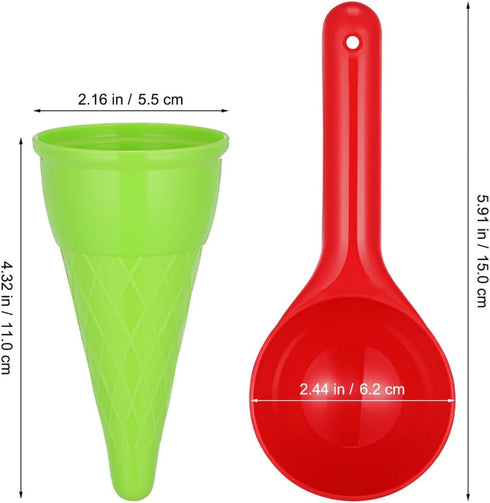5pcs TOYANDONA Beach Toys Plastic Ice Cream Cones Scoop Kids Seaside Play Sand Toys for Children Toddlers (Random