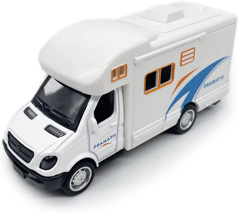 Mini Toy Camper RV Motorhome with Furniture, Pull Back Diecast Model Car for Boys Age 4-6, Birthday Gifts (White)