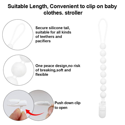 Baby Food Grade Silicone Sport Ball Teether Toy with Pacifier Clip Holder, Teething Pain Relief Toys Gift Set for 3