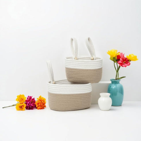 YAHUAN Cotton Hanging Basket for Organizing Hanging Wall Basket With Handle for Wall Decor Bedroom Car Seat Back