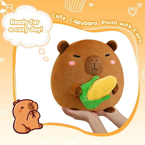 10 inch) BRICHOEE Capybara Plush Toy, Cute Capybara Stuffed Animal Holding Corn, Soft Capybara Plushie Gifts for Girls