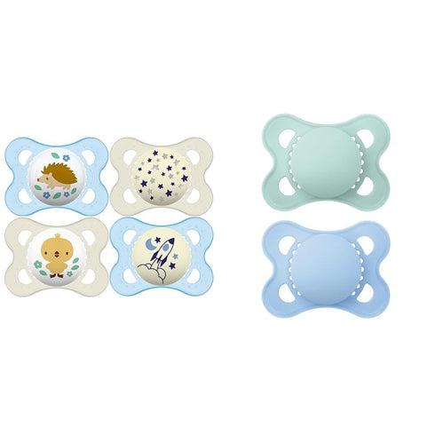 MAM Original + Night 4-Pack, 0-6M, Boy & Original Matte Baby Pacifier, Nipple