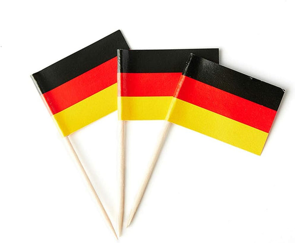 German Flag, Mini Toothpick Flags for Food, Cupcakes, Cocktails, and Party Decorations
