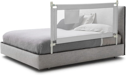 BABY JOY Bed Rail for Toddlers, 57’’ Extra Long, Height Adjustable & Foldable Guard with Storage Pocket