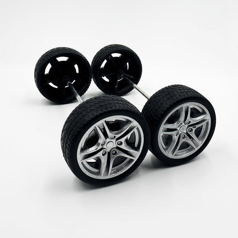 URIMPAVIDO 10PCS 48mm 5PCS Toy Car Wheel Toy Car Rubber Tire Wheels with Shaft Round Rod Axles for RC Car Truck Robot