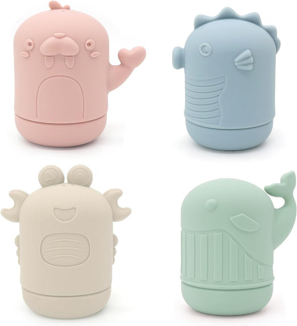 Ginbear Silicone Baby Bath Toys, Mold-Free Squirty Bath Toy for Toddlers, Non-Toxic Bathtub Toys for Babies 6 Months+