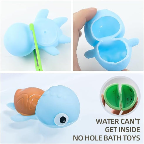 XAWACAH 6-12-18 1-3 (11 Pack) Bath Toy for Toddlers Months, No-Hole Bathtub Toys with Baby Bath Animals, Wind-Up
