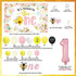 1st 1st Bee Birthday Decorations for Girl Bee Birthday Balloon Garland Kit Pink Yellow It's Sweet to Bee One Backdrop