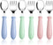 Pimoys 6 Pieces Toddler Utensils Kids Silverware Set, Stainless Steel Safe Flatware Metal Kids Cutlery with Round Handle