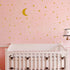 Moon and Stars Wall Decal Vinyl Sticker, Removable Kids Art for Baby Room Decoration, Good Night Nursery Decor (Golden)