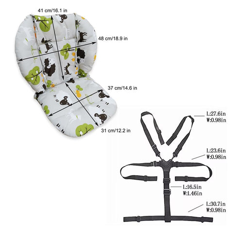 Belt(2 High Chair Pad, Ancho Grey Background Sheep Pattern Highchair/seat Cushion Protective Film Breathable Pad