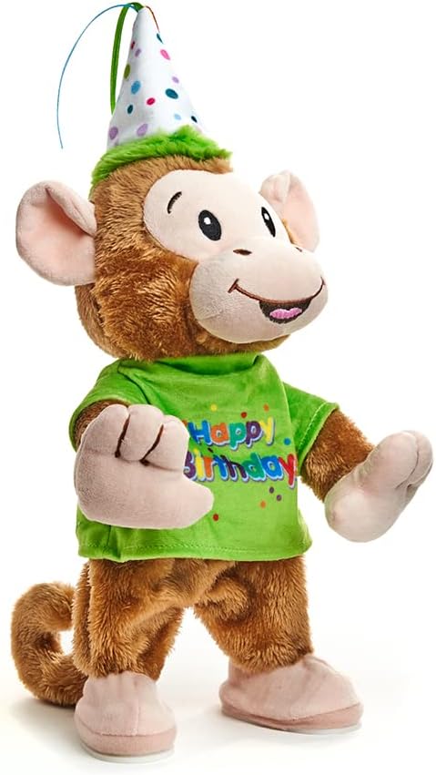 13" Cuddle Barn - Birthday Bash Brett | Animated Stuffed Animal Monkey Plush Toy Dances to Celebration