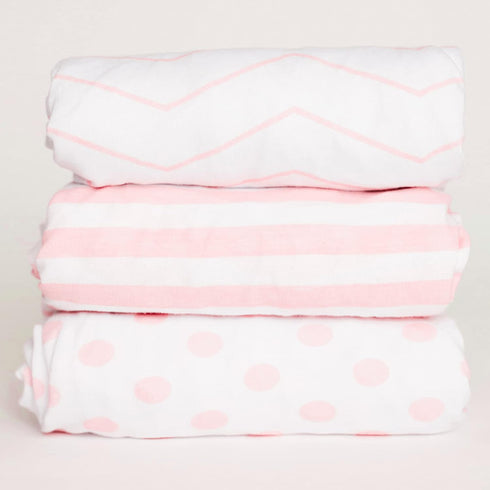NODNAL CO. 3 Fitted Pink Mini Crib Pack n Play Playard Portable