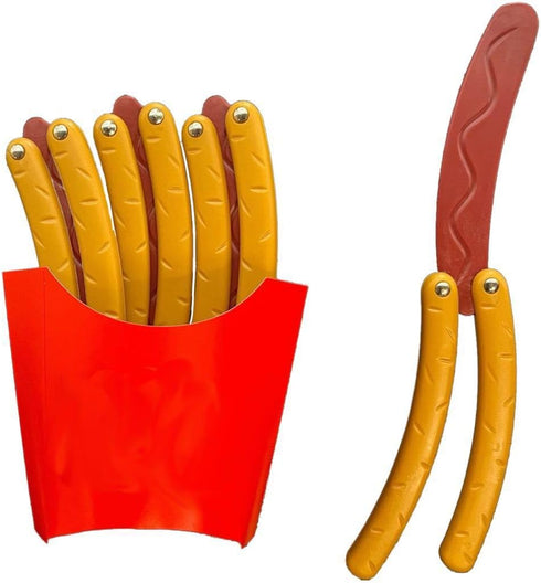 2 Pcs Hotdog Butterfly Fidget Knife Toy, Colorful and Novel Shape, Sturdy and Durable Stress Relief Toy