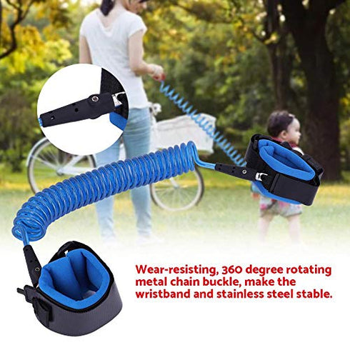 Anti Lost Wrist Link Safety Wrist Leash Loop with Key Lock for Toddlers, Kids, Baby 2.5M (Blue)