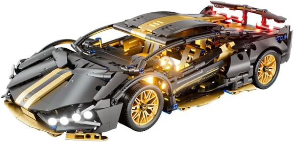 Sport Car Building Block Sets for Adults, 1:14 Race Car with LED Collectible Model Scale Engineering Toys Birthday
