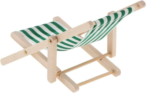 1:12 Scale Wooden Lounge Chair Miniature Dollhouse Foldable Beach Chair - Dark Green
