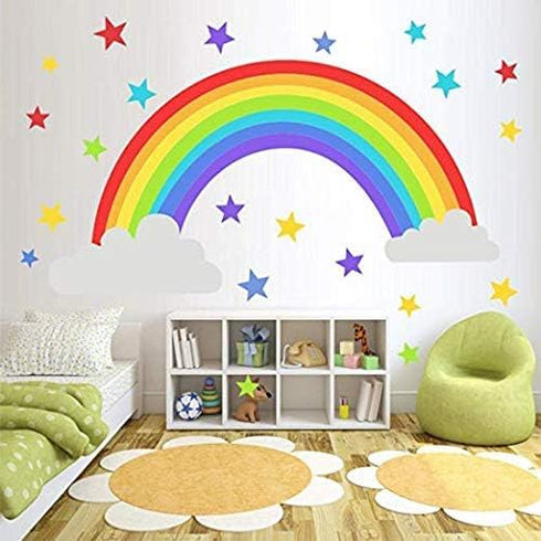 Bamsod Rainbow Wall Sticker, Kids Wall Decal Art for Girls Bedroom Nursery Home Decor, 16.5x32.6 inch