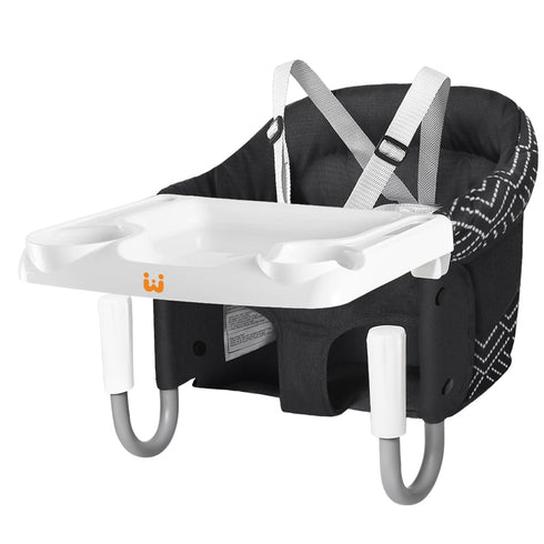 MTWML Counter(Stripe-Black) Hook On High Chair with Tray,Portable Baby High Chair that Attaches to Table,Clip On Fast