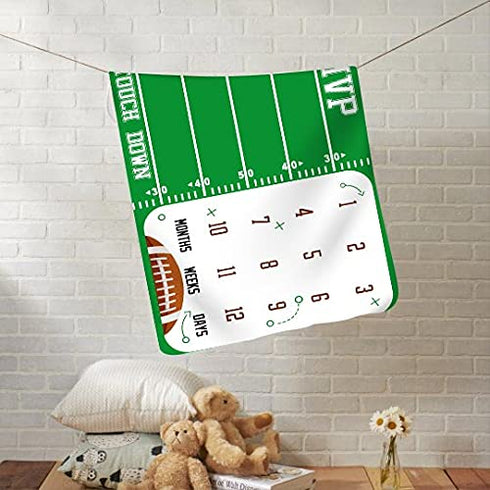 Baby Monthly Milestone Blanket, Football Sports Months Blanket for Toddler Photography Background Prop 60"x40"