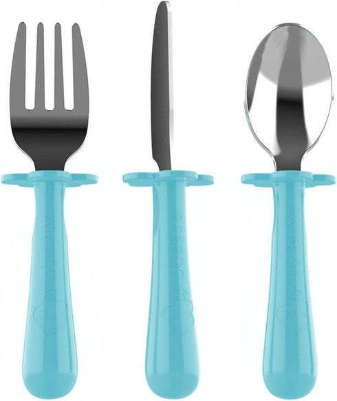Grabease Toddler Silverware Set, Forks, Spoons, and Knives, BPA and Phthalates-Free, Dishwasher Safe, Teal
