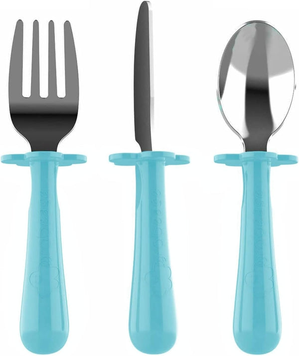 Grabease Toddler Silverware Set, Forks, Spoons, and Knives, BPA and Phthalates-Free, Dishwasher Safe, Teal