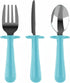 Grabease Toddler Silverware Set, Forks, Spoons, and Knives, BPA and Phthalates-Free, Dishwasher Safe, Teal