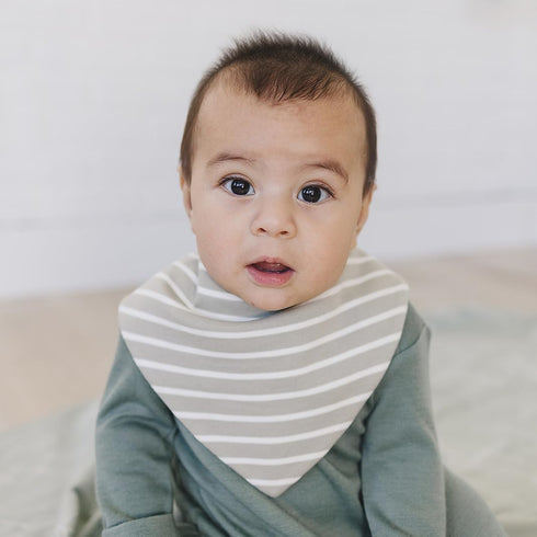 Pack 2 Woolino Merino Wool Baby Bibs - Highly Absorbent Bandana Bib with Cotton Outer Layer and Merino Wool Inner Layer