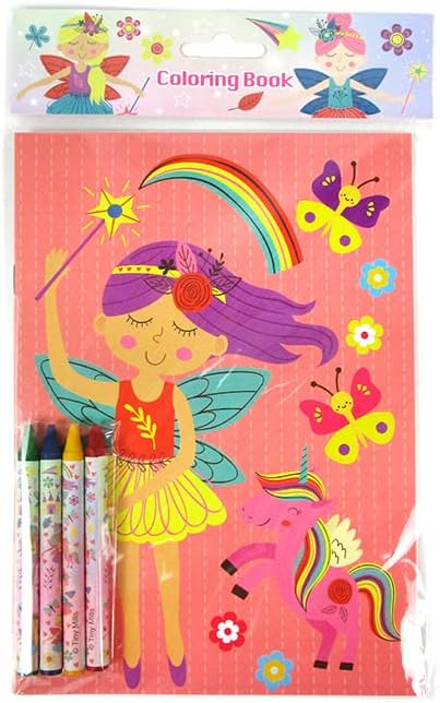 12 48 TINYMILLS Magical Fairies Coloring Books for Kids with Coloring Books and Crayons, Fairies Birthday Party Favors
