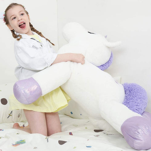 Tezituor 43'' Big Unicorn Plush Toy, Giant Stuffed Animals for Girls, White Unicorn Gifts