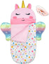 Baby Doll Sleeping Bag Toy Playset, Rainbow Unicorn Doll Bedding Accessories with Eye Mask for 12 Inch Doll