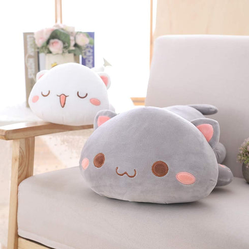 Jensquaify 13.7") Cat Stuffed Animals, Soft Cat Plush Pillow Kawaii Kitten Stuffed Animal Toy Gifts for Kids (Grey