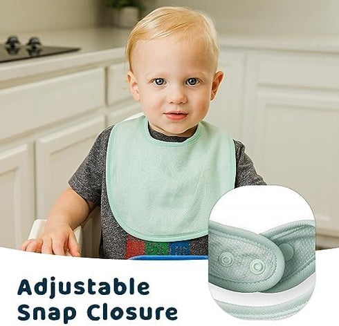 Tiny Twinkle 8 Pack Baby Feeding Bibs - Waterproof and Absorbent Infant Drool and Feeding Bibs