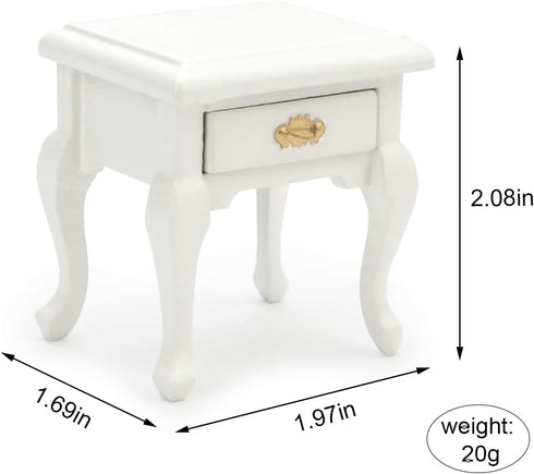1:12 Miniature Furniture Bedside Table Dollhouse Accessories Wooden Nightstand Vintage Living Room Bedroom Scene