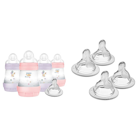 MAM Anti-Colic Baby Bottles, Slow Flow Nipples, Extra Slow & Slow Flow Nipple
