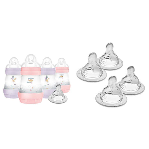 MAM Anti-Colic Baby Bottles, Slow Flow Nipples, Extra Slow & Slow Flow Nipple