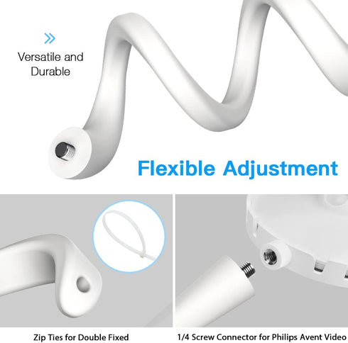 HOLACA Flexible Mount for nannio Baby Monitor - Crib Mount for Hero2 Hero3 Philips Avent SCD843/37, Twist Versatile Kit
