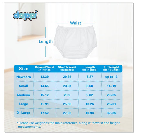 dappi 100% Swimming, 14-19 lbs), 4 Counts Reusable Waterproof Nylon Taffeta Diaper Pants for Potty Training
